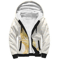 Polynesia White Sunday Sherpa Hoodie Polynesian Tattoo Plumeria Hibiscus Gold LT14 Unisex White - Polynesian Pride