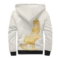 Polynesia White Sunday Sherpa Hoodie Polynesian Tattoo Plumeria Hibiscus Gold LT14 - Polynesian Pride