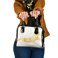 Polynesia White Sunday Shoulder Handbag Polynesian Tattoo Plumeria Hibiscus Gold LT14 One Size White - Polynesian Pride