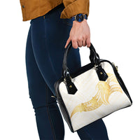 Polynesia White Sunday Shoulder Handbag Polynesian Tattoo Plumeria Hibiscus Gold LT14 - Polynesian Pride
