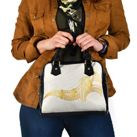 Polynesia White Sunday Shoulder Handbag Polynesian Tattoo Plumeria Hibiscus Gold LT14 - Polynesian Pride