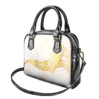 Polynesia White Sunday Shoulder Handbag Polynesian Tattoo Plumeria Hibiscus Gold LT14 - Polynesian Pride