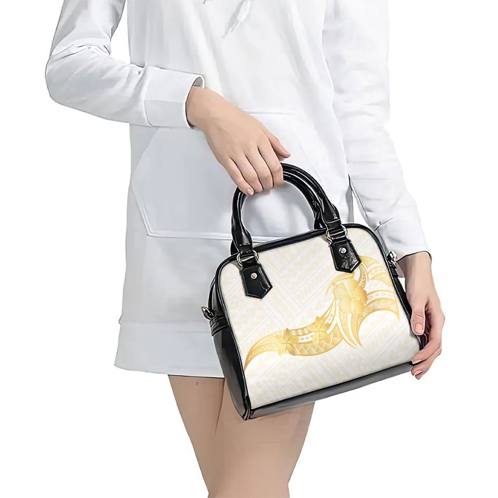 Polynesia White Sunday Shoulder Handbag Polynesian Tattoo Plumeria Hibiscus Gold LT14 - Polynesian Pride