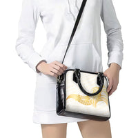 Polynesia White Sunday Shoulder Handbag Polynesian Tattoo Plumeria Hibiscus Gold LT14 - Polynesian Pride