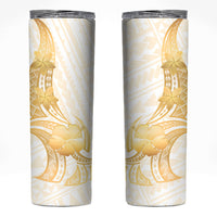 Polynesia White Sunday Skinny Tumbler Polynesian Tattoo Plumeria Hibiscus Gold LT14 White - Polynesian Pride