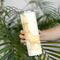 Polynesia White Sunday Skinny Tumbler Polynesian Tattoo Plumeria Hibiscus Gold LT14 - Polynesian Pride