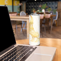 Polynesia White Sunday Skinny Tumbler Polynesian Tattoo Plumeria Hibiscus Gold LT14 - Polynesian Pride