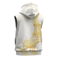 Polynesia White Sunday Sleeveless Zip Hoodie Polynesian Tattoo Plumeria Hibiscus Gold LT14 - Polynesian Pride