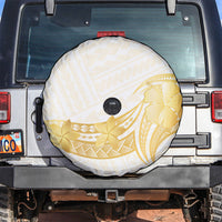 Polynesia White Sunday Spare Tire Cover Polynesian Tattoo Plumeria Hibiscus Gold LT14 White - Polynesian Pride