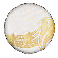 Polynesia White Sunday Spare Tire Cover Polynesian Tattoo Plumeria Hibiscus Gold LT14 - Polynesian Pride