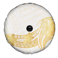 Polynesia White Sunday Spare Tire Cover Polynesian Tattoo Plumeria Hibiscus Gold LT14 - Polynesian Pride