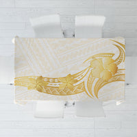 Polynesia White Sunday Tablecloth Polynesian Tattoo Plumeria Hibiscus Gold LT14 White - Polynesian Pride