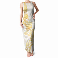 Polynesia White Sunday Tank Maxi Dress Polynesian Tattoo Plumeria Hibiscus Gold LT14 Women White - Polynesian Pride