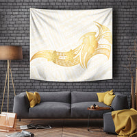 Polynesia White Sunday Tapestry Polynesian Tattoo Plumeria Hibiscus Gold LT14 White - Polynesian Pride
