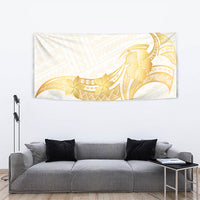 Polynesia White Sunday Tapestry Polynesian Tattoo Plumeria Hibiscus Gold LT14 - Polynesian Pride