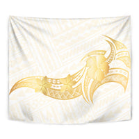 Polynesia White Sunday Tapestry Polynesian Tattoo Plumeria Hibiscus Gold LT14 - Polynesian Pride