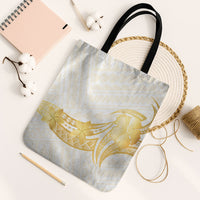 Polynesia White Sunday Tote Bag Polynesian Tattoo Plumeria Hibiscus Gold LT14 Black Strap One Size White - Polynesian Pride