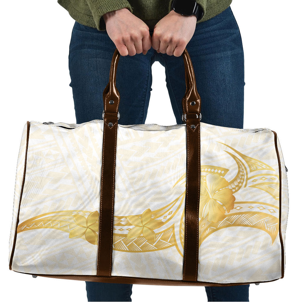 Polynesia White Sunday Travel Bag Polynesian Tattoo Plumeria Hibiscus Gold LT14 White - Polynesian Pride