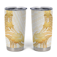 Polynesia White Sunday Tumbler Cup Polynesian Tattoo Plumeria Hibiscus Gold LT14 White - Polynesian Pride