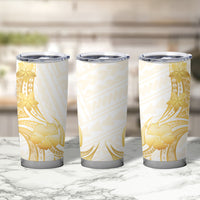 Polynesia White Sunday Tumbler Cup Polynesian Tattoo Plumeria Hibiscus Gold LT14 - Polynesian Pride