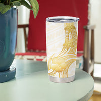 Polynesia White Sunday Tumbler Cup Polynesian Tattoo Plumeria Hibiscus Gold LT14 - Polynesian Pride