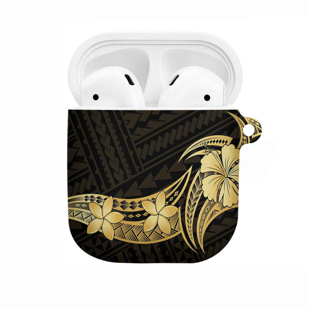 Gold Black Polynesia Hibiscus Plumeria Tattoo AirPods Case LT14 Black - Polynesian Pride