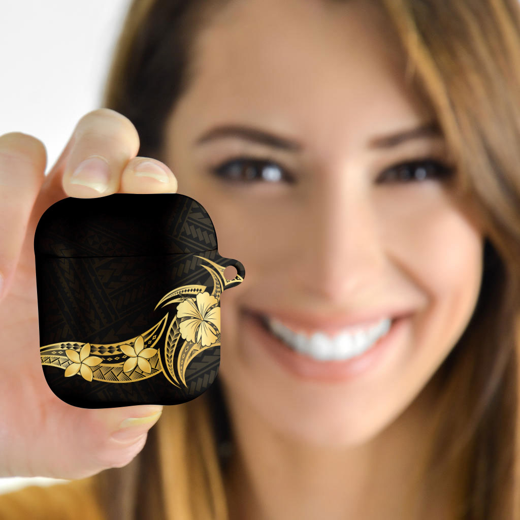 Gold Black Polynesia Hibiscus Plumeria Tattoo AirPods Case LT14 - Polynesian Pride