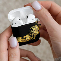 Gold Black Polynesia Hibiscus Plumeria Tattoo AirPods Case LT14 - Polynesian Pride