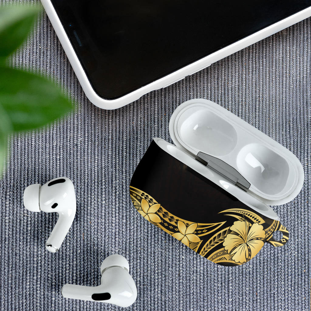 Gold Black Polynesia Hibiscus Plumeria Tattoo AirPods Case LT14 - Polynesian Pride