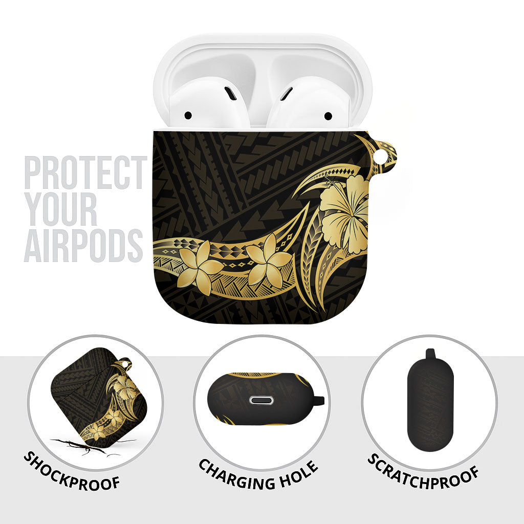 Gold Black Polynesia Hibiscus Plumeria Tattoo AirPods Case LT14 - Polynesian Pride