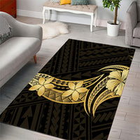 Gold Black Polynesia Hibiscus Plumeria Tattoo Area Rug LT14 - Polynesian Pride