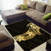 Gold Black Polynesia Hibiscus Plumeria Tattoo Area Rug LT14 - Polynesian Pride