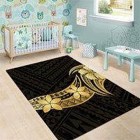 Gold Black Polynesia Hibiscus Plumeria Tattoo Area Rug LT14 - Polynesian Pride