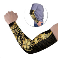 Gold Black Polynesia Hibiscus Plumeria Tattoo Arm Sleeves LT14 Set of 2 Black - Polynesian Pride