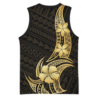 Gold Black Polynesia Hibiscus Plumeria Tattoo Basketball Jersey LT14 - Polynesian Pride