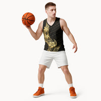 Gold Black Polynesia Hibiscus Plumeria Tattoo Basketball Jersey LT14 - Polynesian Pride
