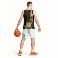 Gold Black Polynesia Hibiscus Plumeria Tattoo Basketball Jersey LT14 - Polynesian Pride