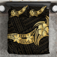 Gold Black Polynesia Hibiscus Plumeria Tattoo Bedding Set LT14 Black - Polynesian Pride