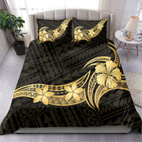 Gold Black Polynesia Hibiscus Plumeria Tattoo Bedding Set LT14 - Polynesian Pride