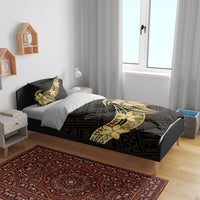 Gold Black Polynesia Hibiscus Plumeria Tattoo Bedding Set LT14 - Polynesian Pride
