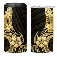 Gold Black Polynesia Hibiscus Plumeria Tattoo 4 in 1 Can Cooler Tumbler LT14 One Size: 16 oz Black - Polynesian Pride