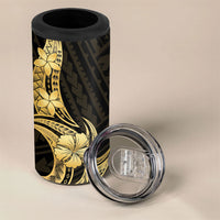 Gold Black Polynesia Hibiscus Plumeria Tattoo 4 in 1 Can Cooler Tumbler LT14 - Polynesian Pride