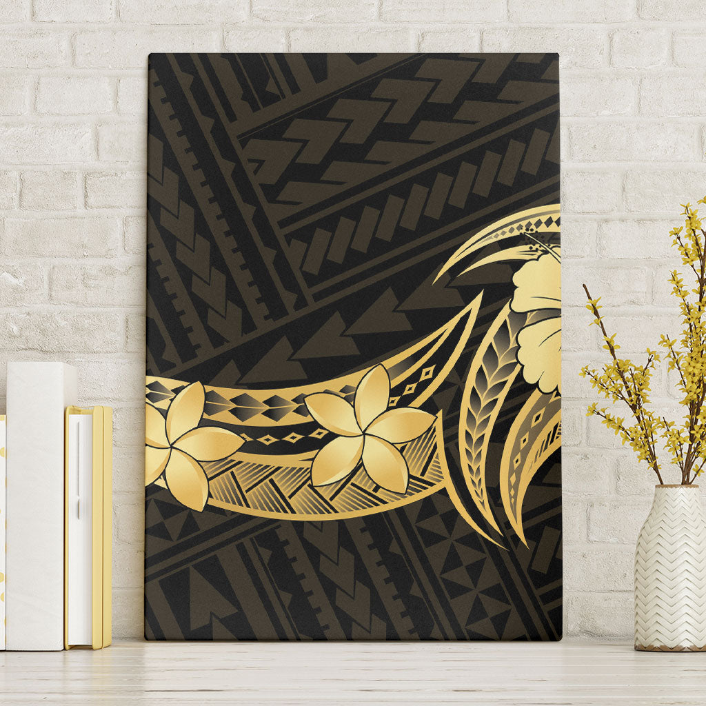 Gold Black Polynesia Hibiscus Plumeria Tattoo Canvas Wall Art LT14 Without Frame Black - Polynesian Pride