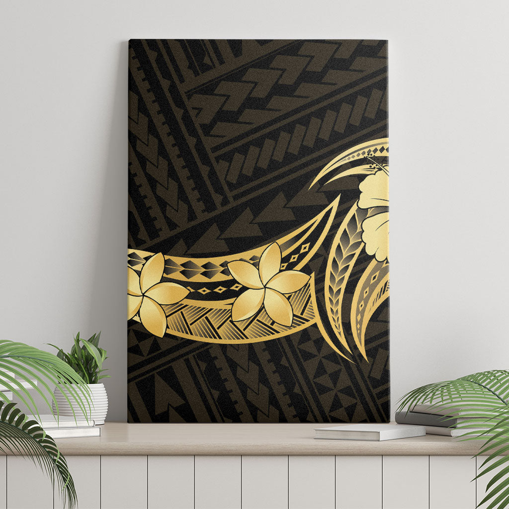 Gold Black Polynesia Hibiscus Plumeria Tattoo Canvas Wall Art LT14 - Polynesian Pride