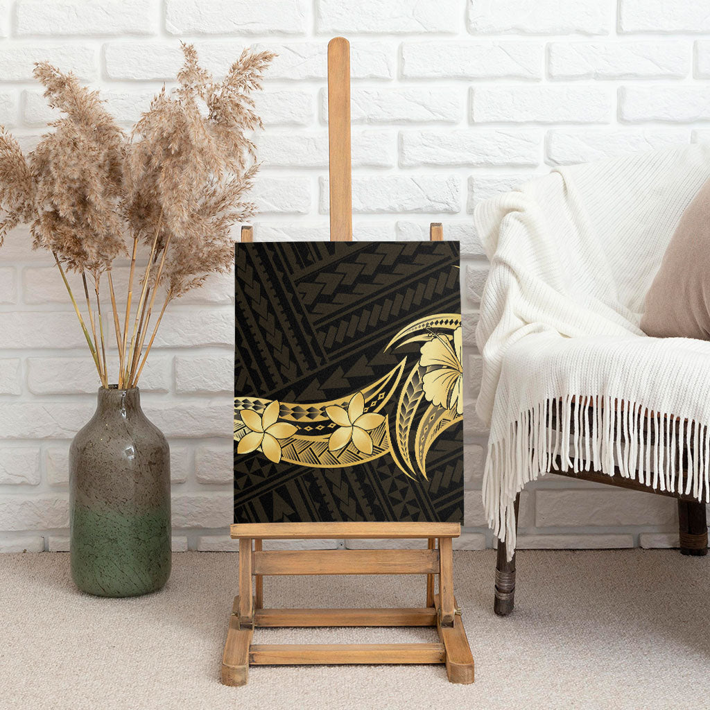 Gold Black Polynesia Hibiscus Plumeria Tattoo Canvas Wall Art LT14 - Polynesian Pride