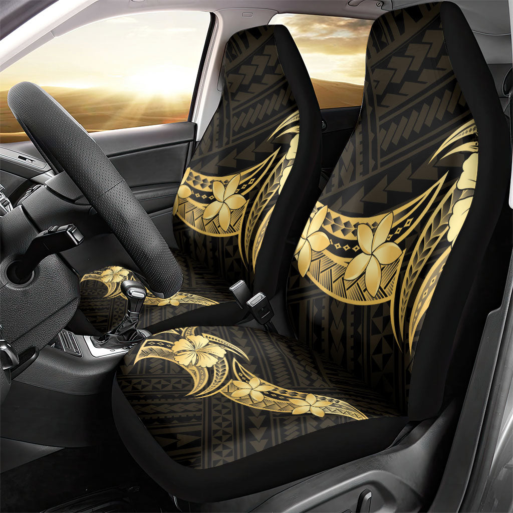 Gold Black Polynesia Hibiscus Plumeria Tattoo Car Seat Cover LT14 - Polynesian Pride