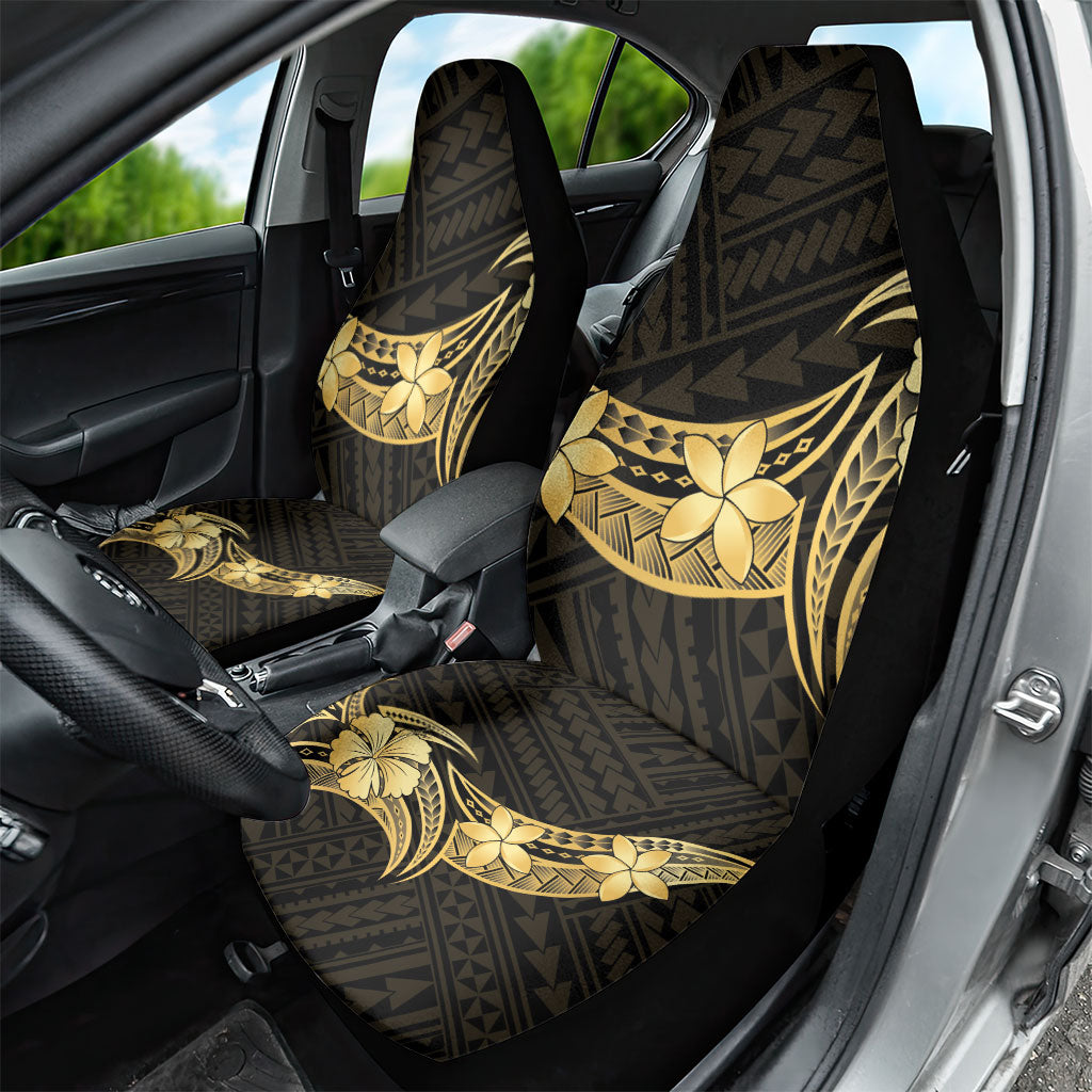 Gold Black Polynesia Hibiscus Plumeria Tattoo Car Seat Cover LT14 - Polynesian Pride