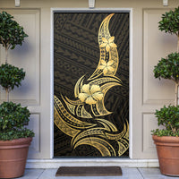 Gold Black Polynesia Hibiscus Plumeria Tattoo Door Cover LT14 Black - Polynesian Pride