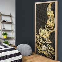 Gold Black Polynesia Hibiscus Plumeria Tattoo Door Cover LT14 - Polynesian Pride
