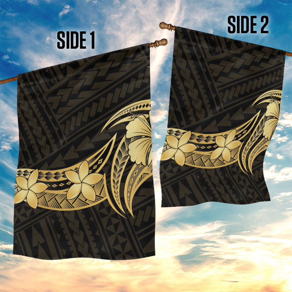 Gold Black Polynesia Hibiscus Plumeria Tattoo Garden Flag LT14 - Polynesian Pride